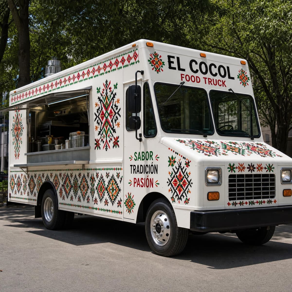 The El Cocol food truck, branded with Mexican street-food artwork, parked in Knoxville, TN
